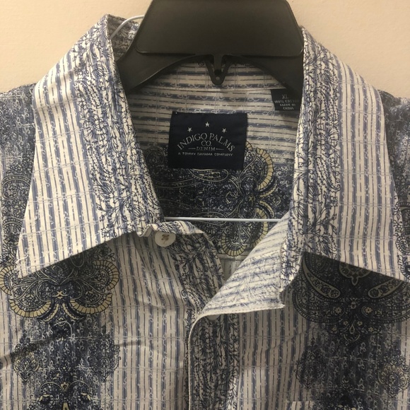 Indigo Palms Blue and Paisley button down - Picture 2 of 3